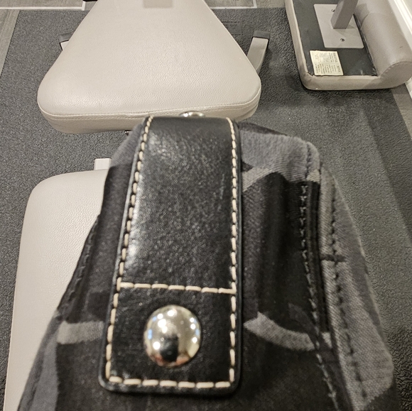 COACH Zoe Signature Black Canvas Hobo Shoulder Bag with Black Leather Trim - Picture 10 of 16